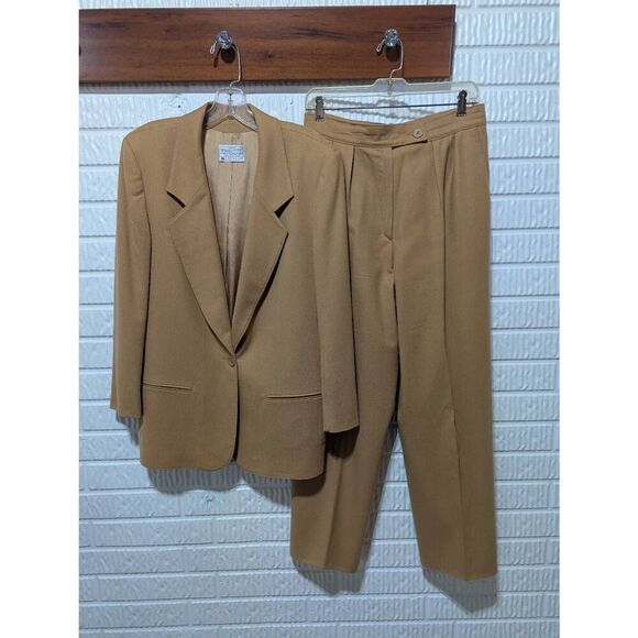 Pendleton Vintage Women's Tan Solid Wool Jacket & Pant Suit Set Size 3 Per Tag - Picture 1 of 7
